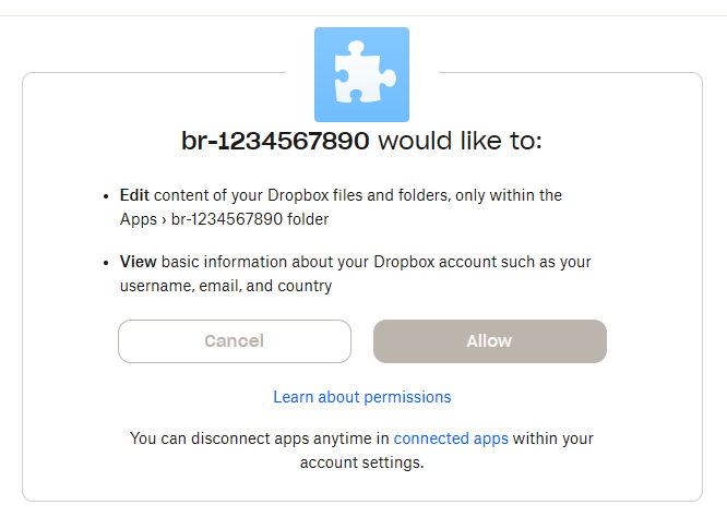 Dropbox confirmation